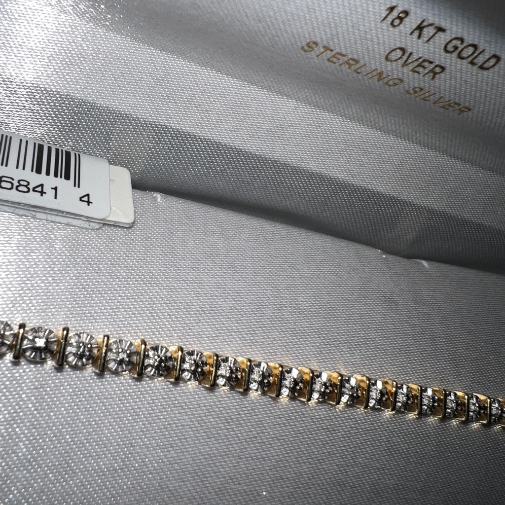 Tennis Bracelet  18 Kt Over Sterling Silver